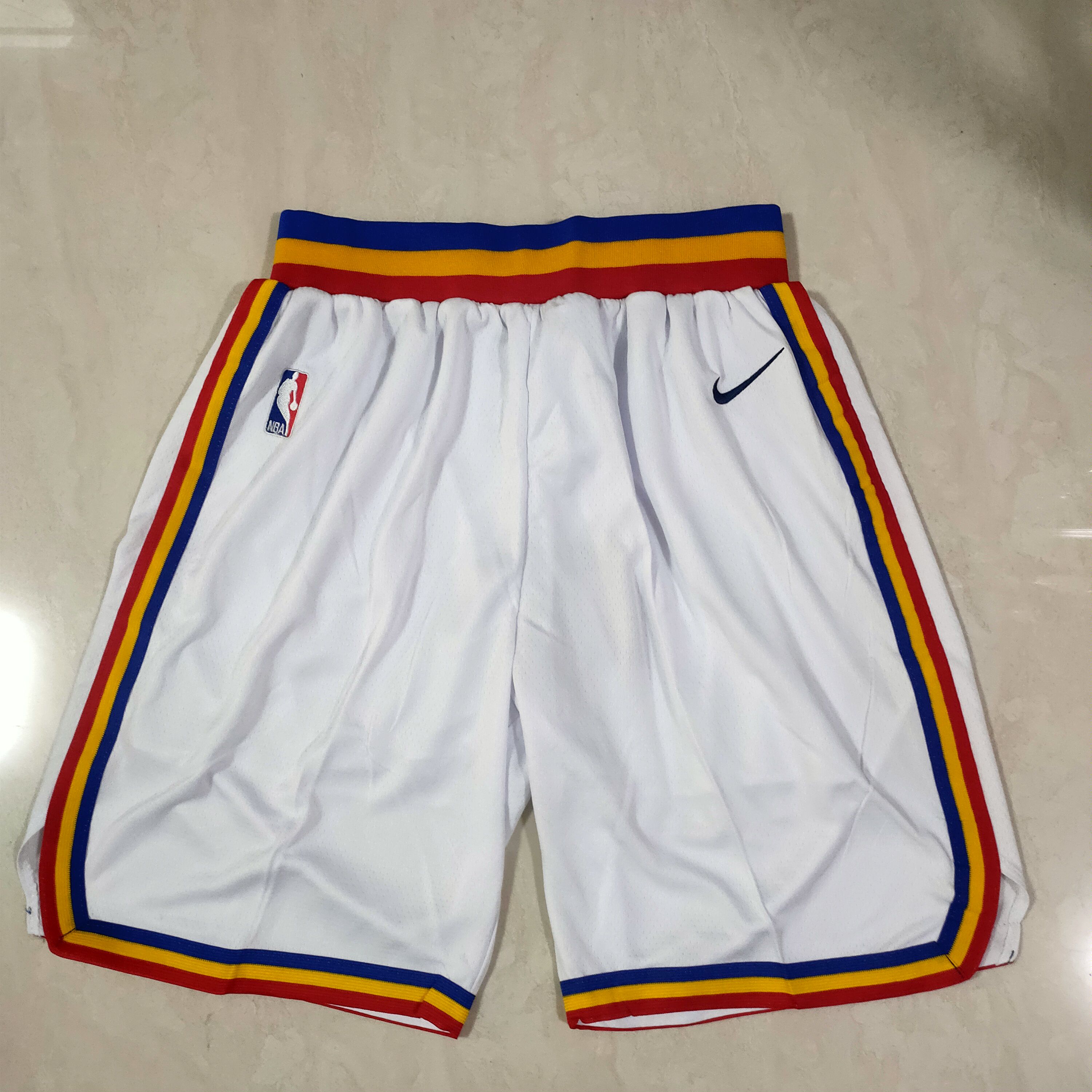 Cheap Men NBA Golden State Warriors White Shorts 0416
